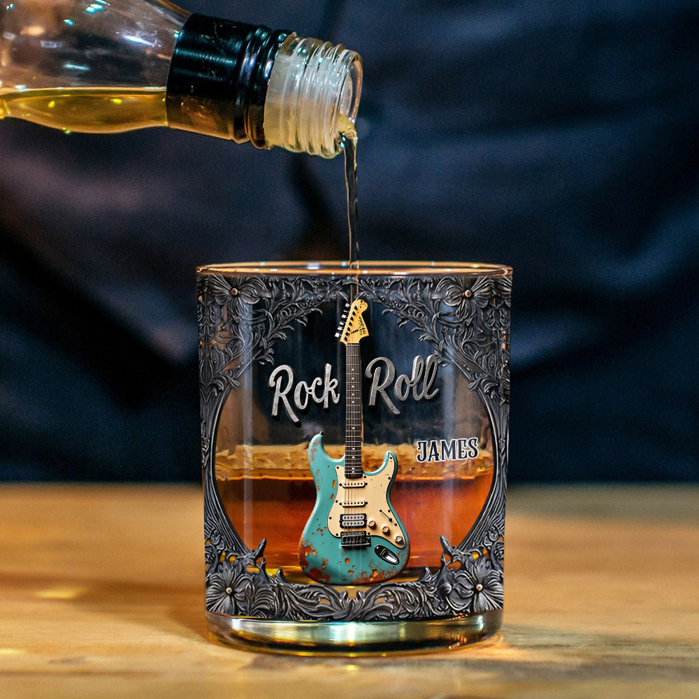 Rock & Roll - Personalized Guitar Whiskey Glass