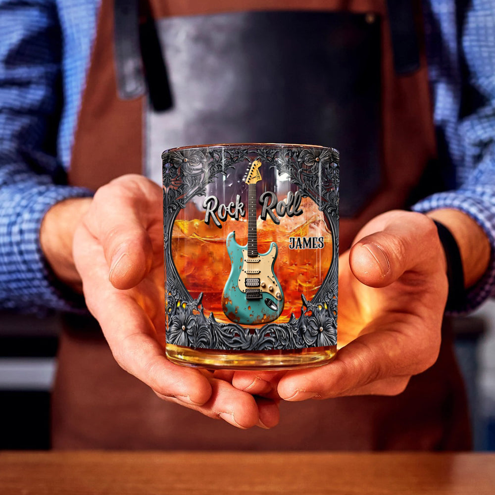 Rock & Roll - Personalized Guitar Whiskey Glass