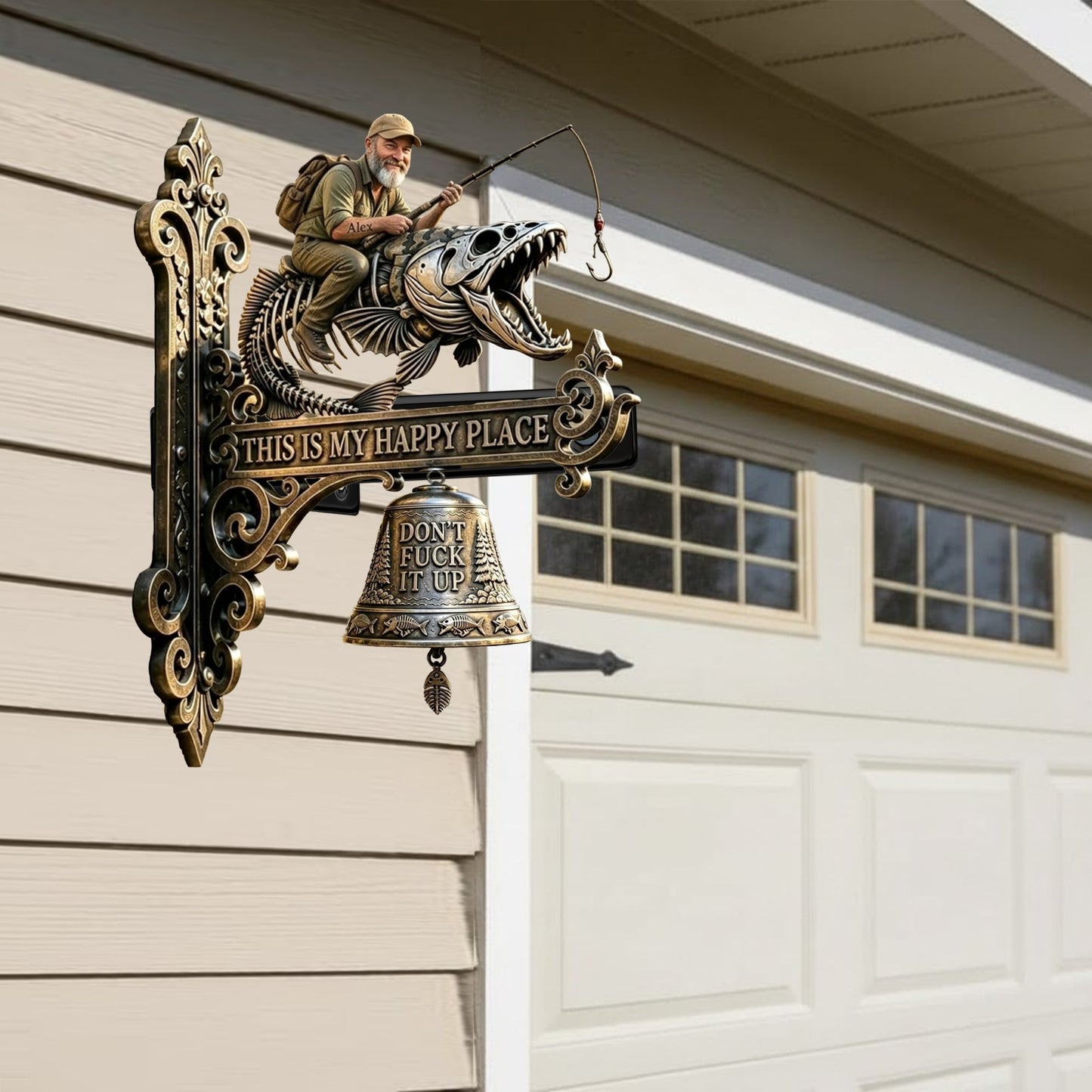 This Is My Happy Place - Personalized Fishing Wooden Wall Mount Sign