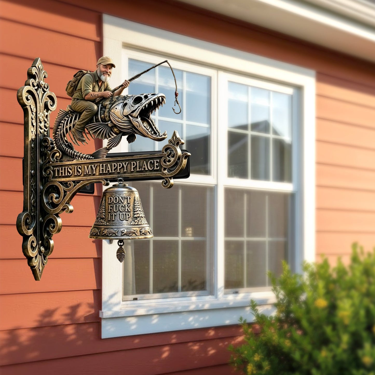 This Is My Happy Place - Personalized Fishing Wooden Wall Mount Sign