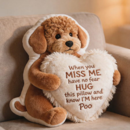 Personalized Poodle Plush Pillow – Custom Name Dog Stuffed Animal Hug Cushion, Cute Curly Puppy Gift for Kids, Couples, Comfort & Memorial