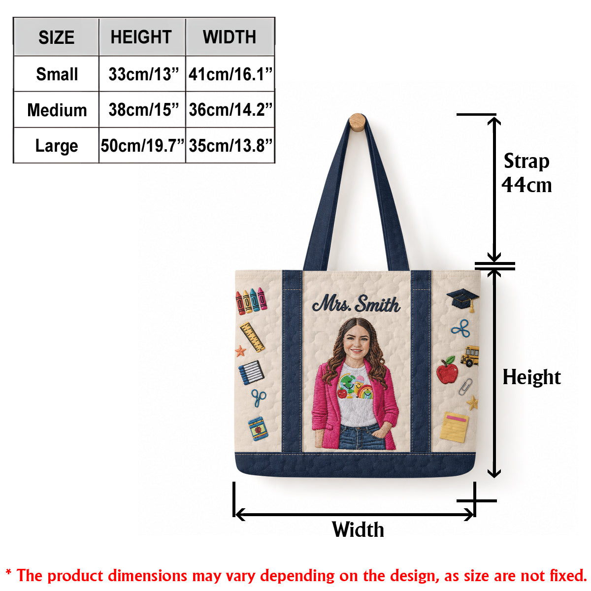 Teacher Appreciation - Personalized Teacher Quilted Tote Bag