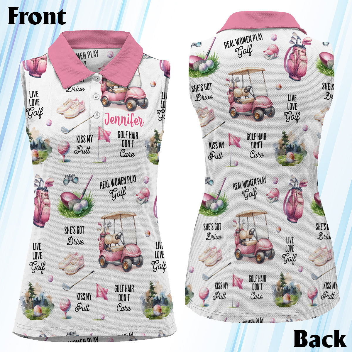 Real Women Play Golf - Personalized Golf Sleeveless Polo Shirt