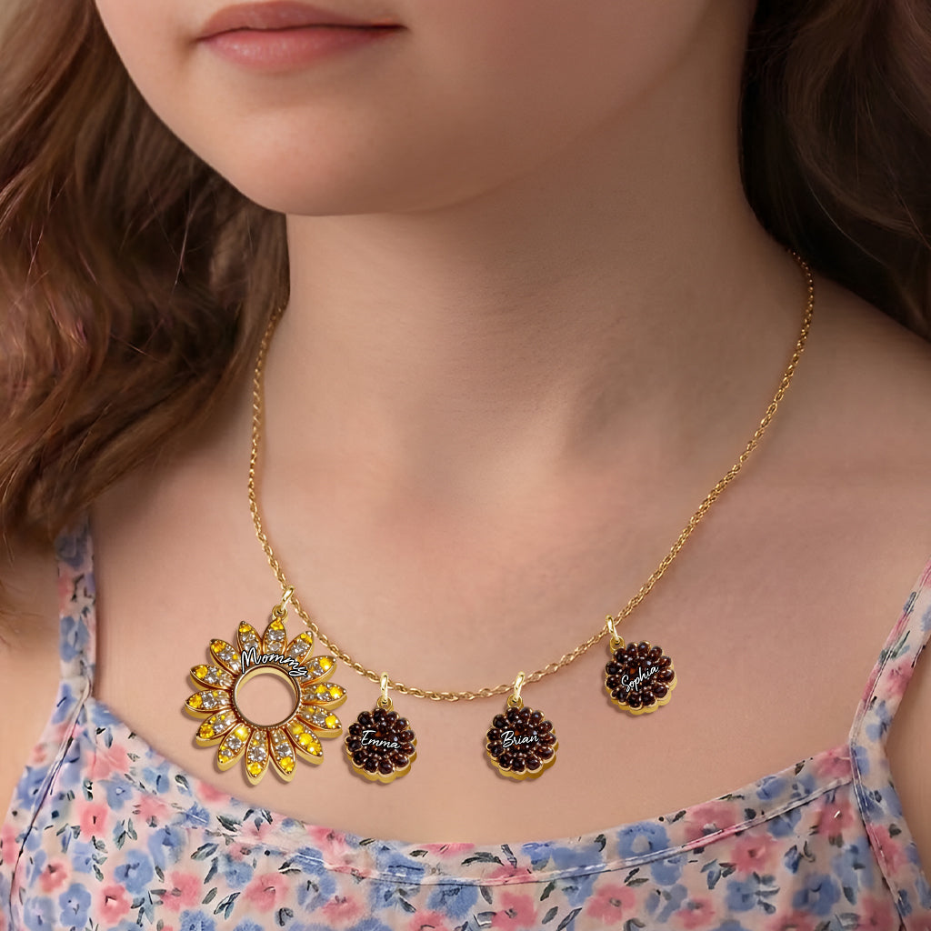 To My Mom Sunflower - Personalized Mother Metal Necklaces With Pendants