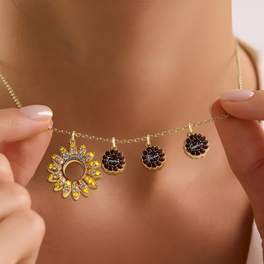 To My Mom Sunflower - Personalized Mother Metal Necklaces With Pendants