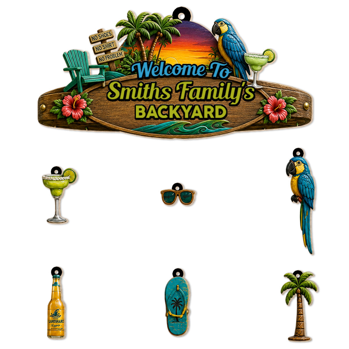 Welcome To Our Bar - Personalized Backyard Wind Chime With Charms