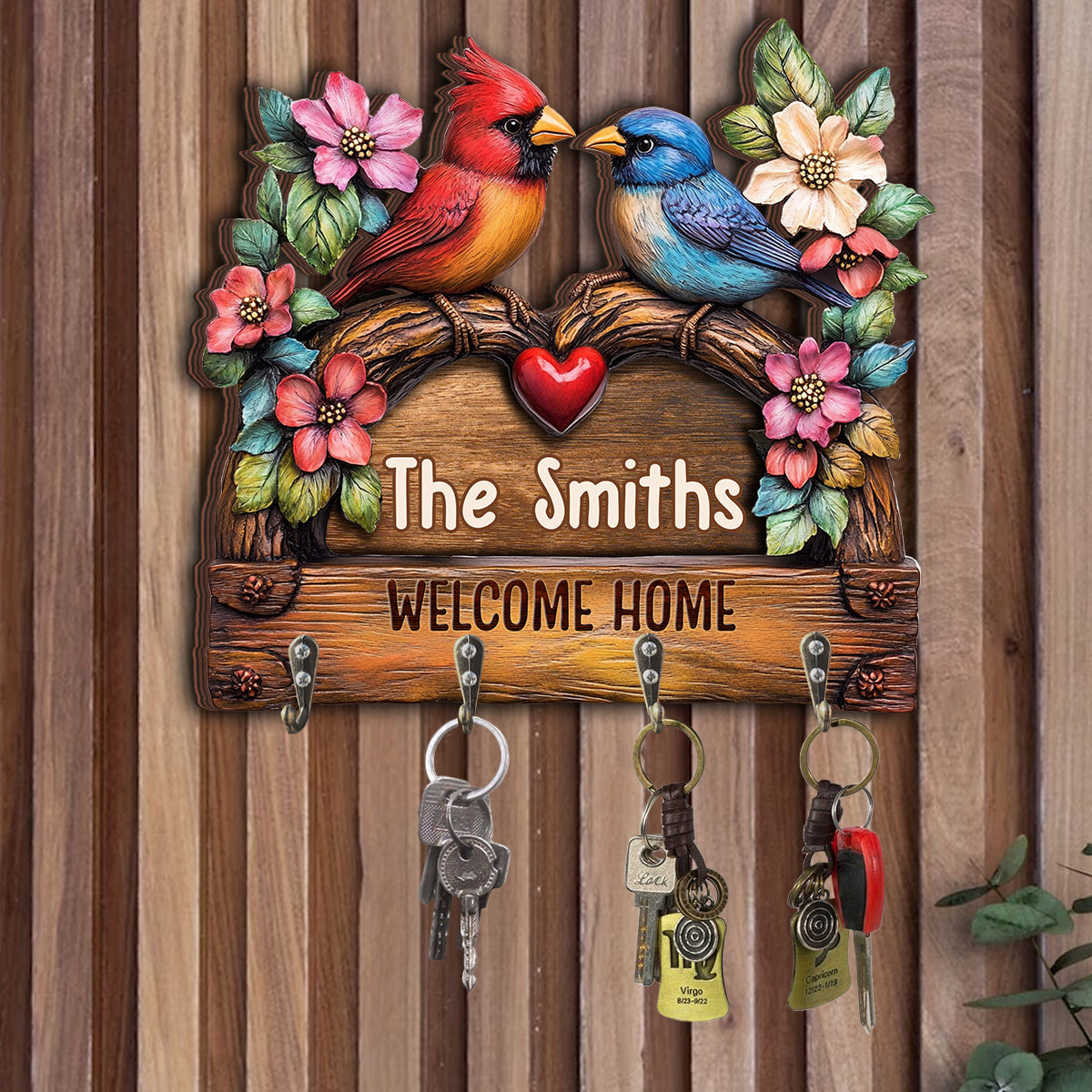 Welcome Home - Personalized Family Custom Shaped Key Rack