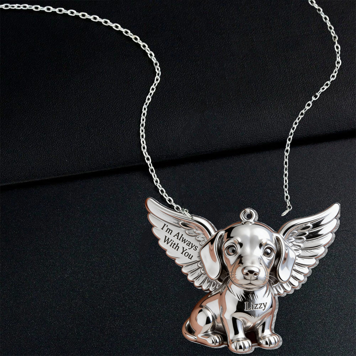 Love My Dog - Personalized Dog Shaped Metal Pendant Necklace