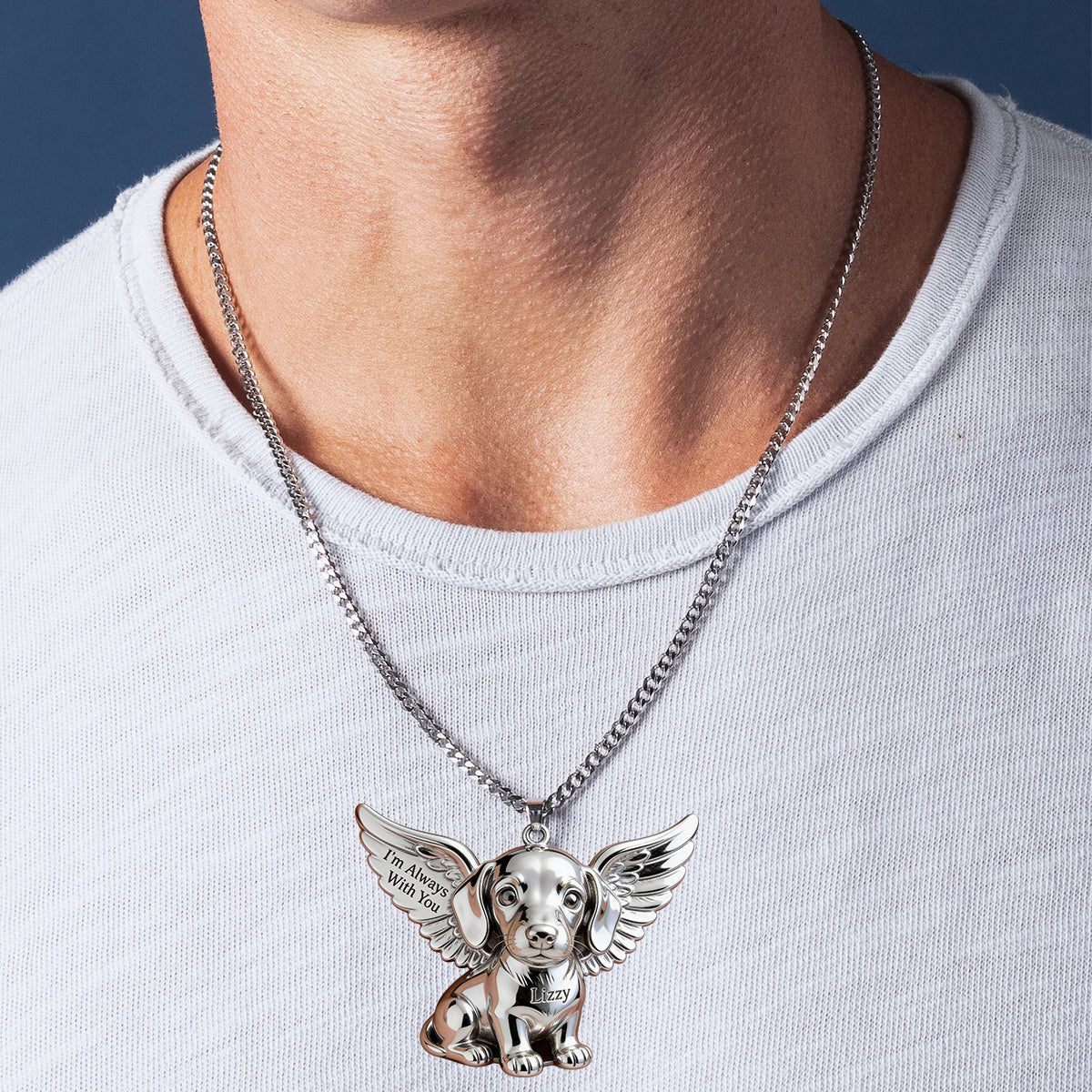 Love My Dog - Personalized Dog Shaped Metal Pendant Necklace