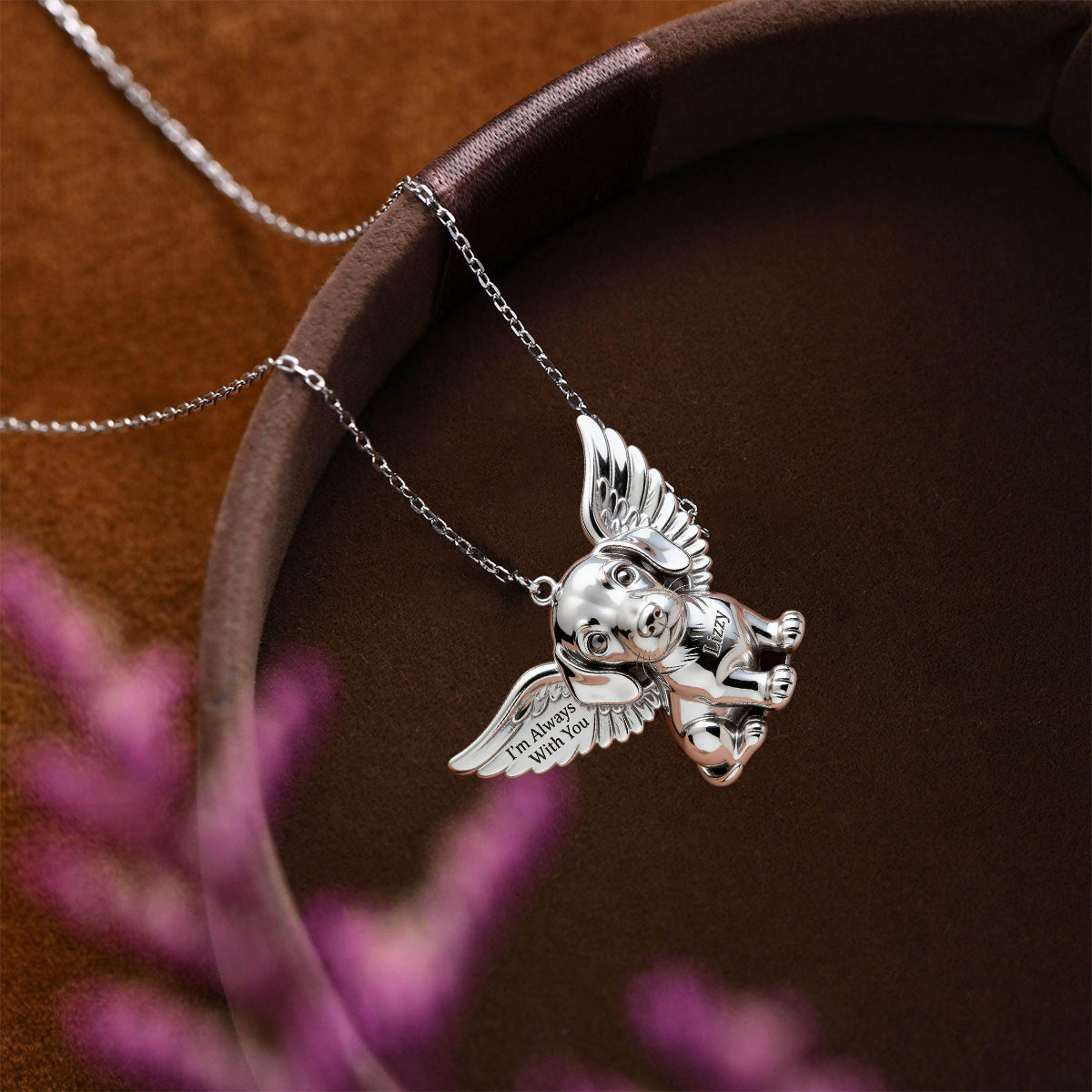 Love My Dog - Personalized Dog Shaped Metal Pendant Necklace