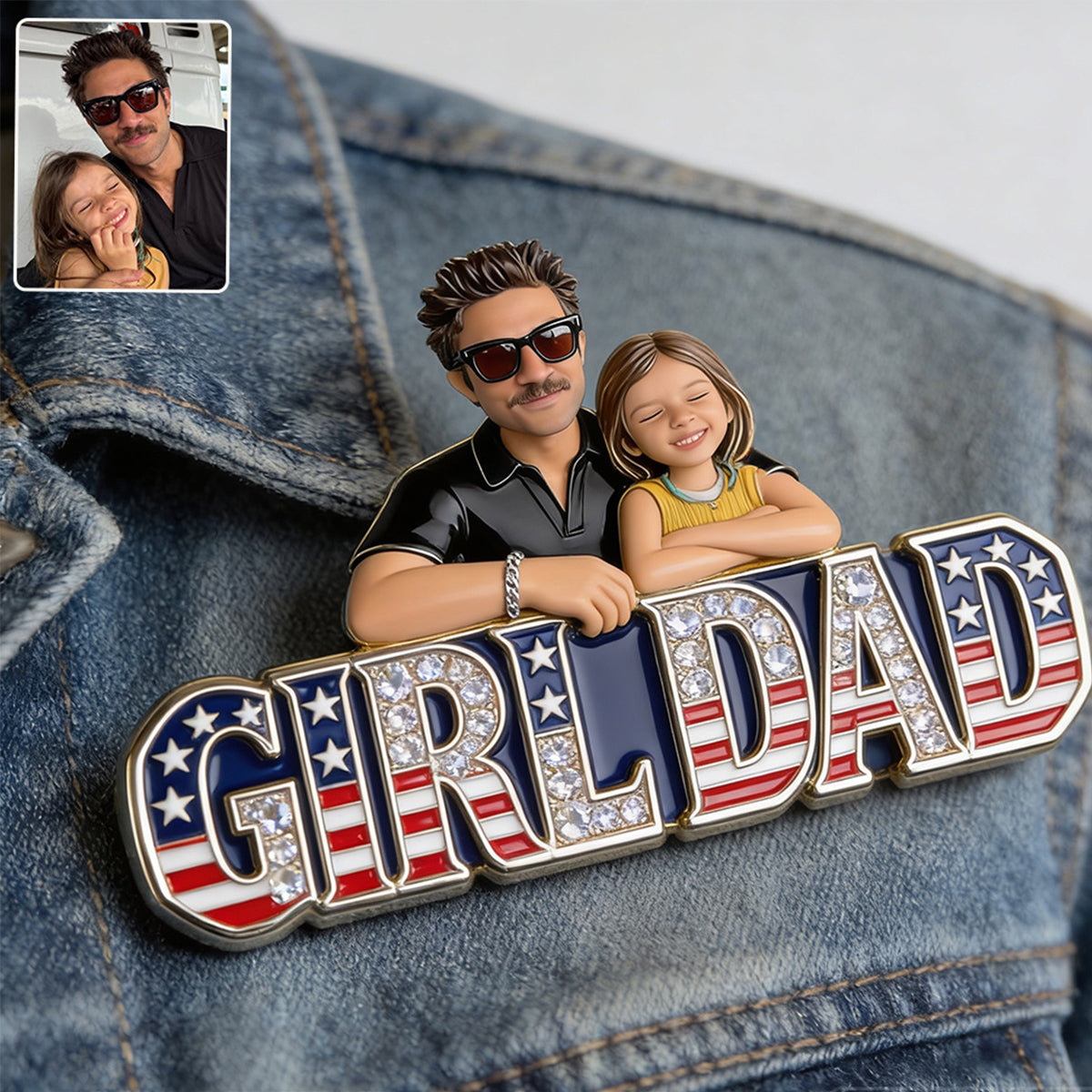 Patrotic Dad - Personalized Father 3D Embossed Enamel Pin