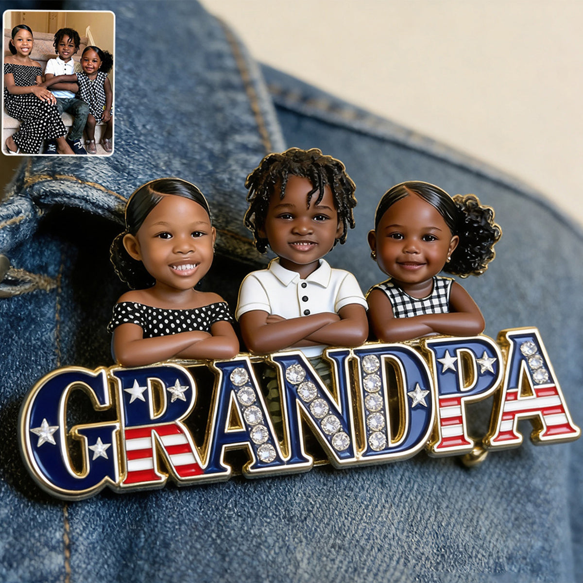 Patrotic Dad - Personalized Father 3D Embossed Enamel Pin
