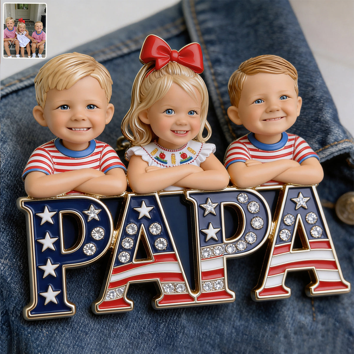 Patrotic Dad - Personalized Father 3D Embossed Enamel Pin