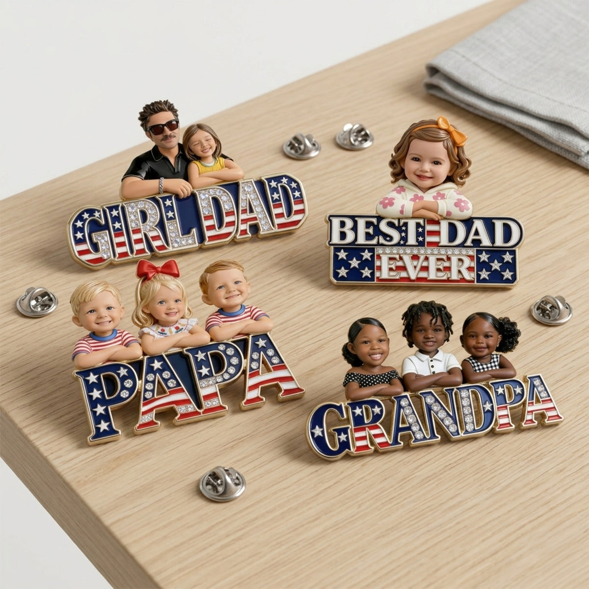 Patrotic Dad - Personalized Father 3D Embossed Enamel Pin