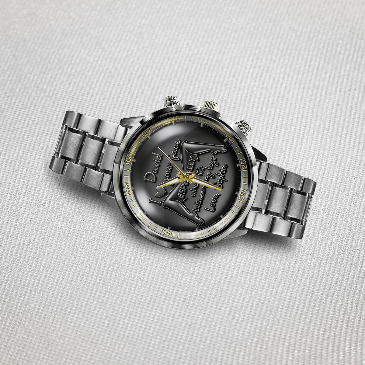 Your Face Between My Legs - Naughty Fun Gifts For Him - Personalized Spicy Couple Hand Watch
