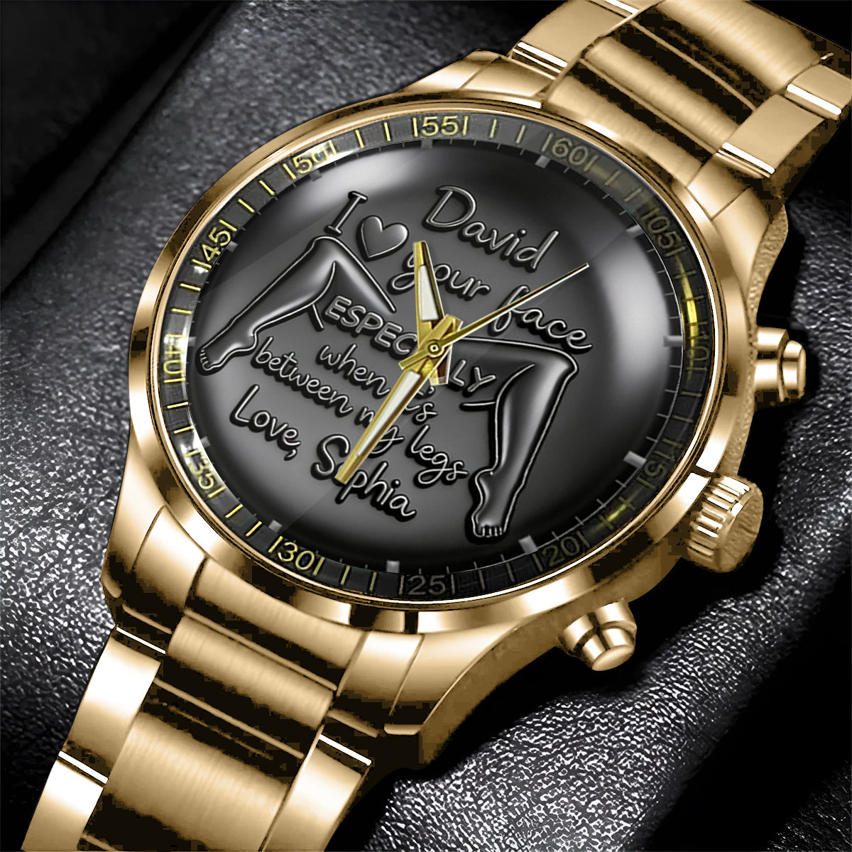 Your Face Between My Legs - Naughty Fun Gifts For Him - Personalized Spicy Couple Hand Watch