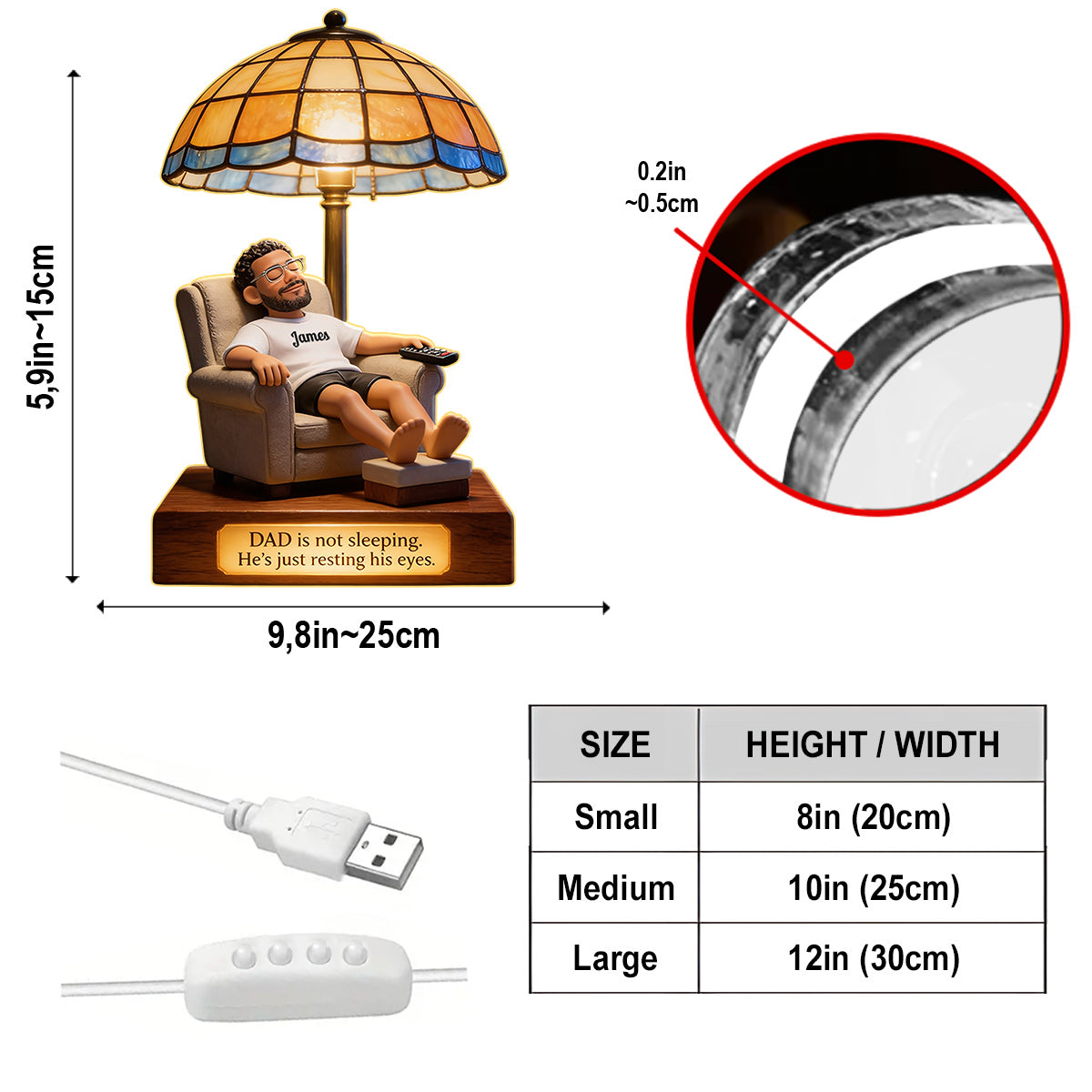 Resting My Eyes - Personalized Father Acrylic LED Night Light