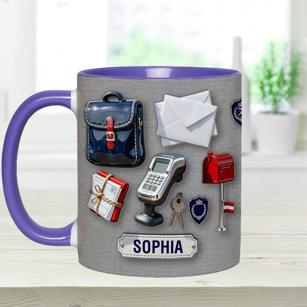 World Okayest Postal Worker - Personalized Postal Worker Accent Mug & Coaster