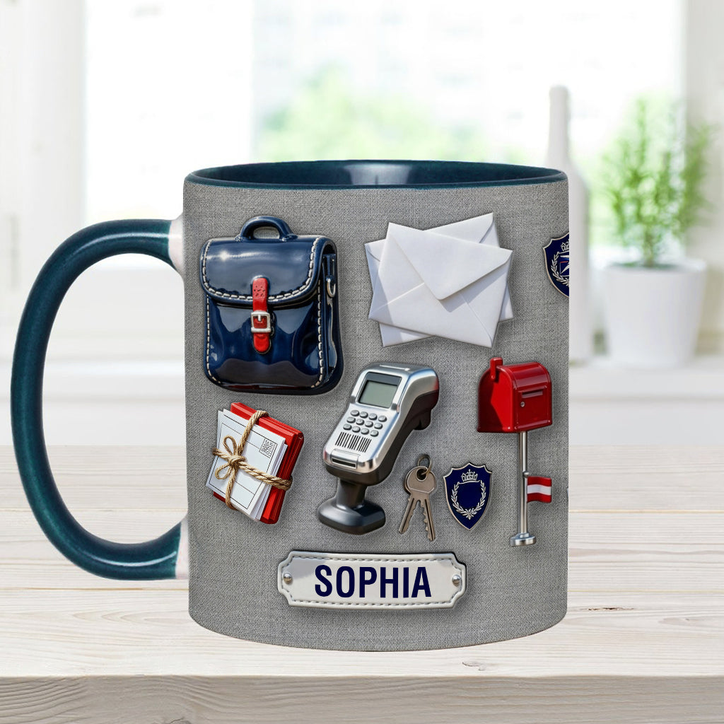 World Okayest Postal Worker - Personalized Postal Worker Accent Mug & Coaster