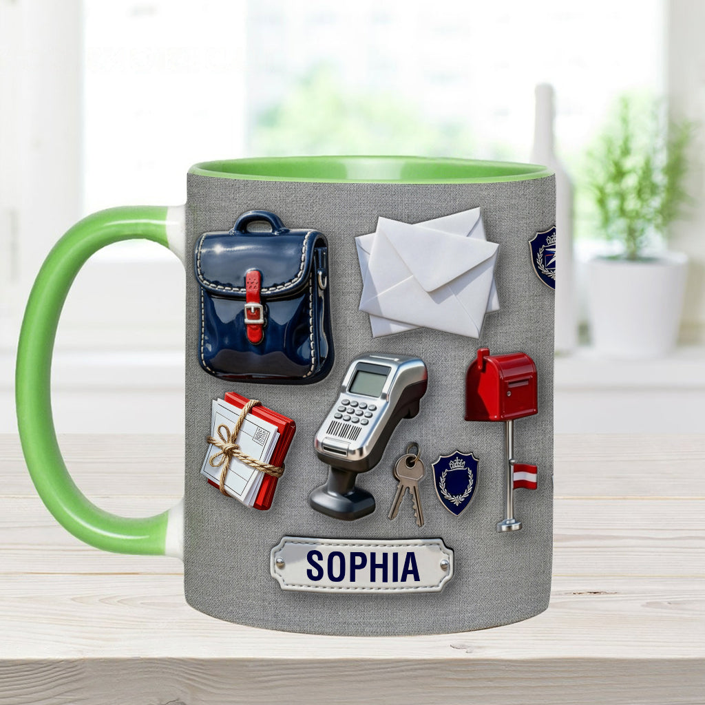 World Okayest Postal Worker - Personalized Postal Worker Accent Mug & Coaster