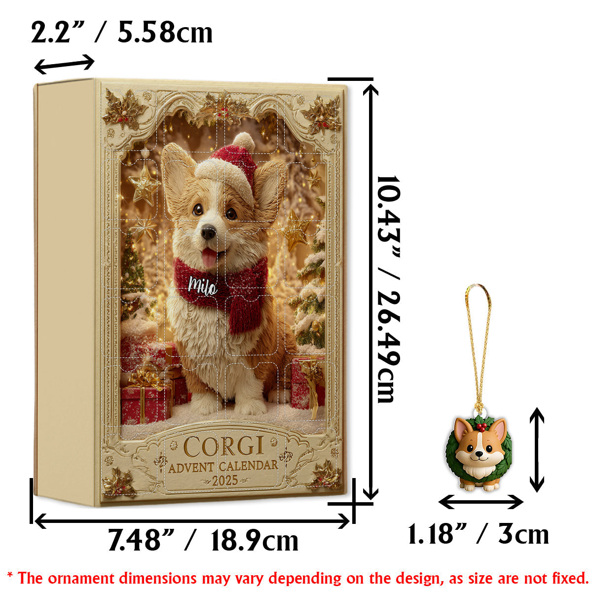 Love Corgi - Personalized Corgi Advent Calendar With Ornaments