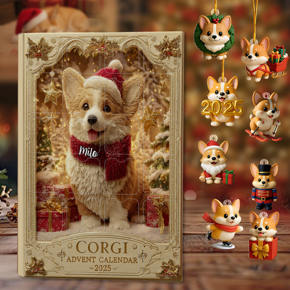 Love Corgi - Personalized Corgi Advent Calendar With Ornaments