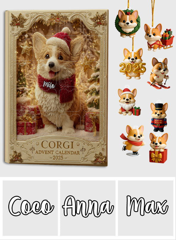 Love Corgi - Personalized Corgi Advent Calendar With Ornaments