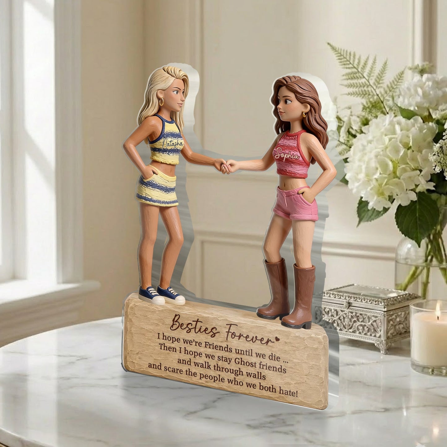 Besties Forever - Personalized Bestie 2-Side Printed Acrylic Plaque