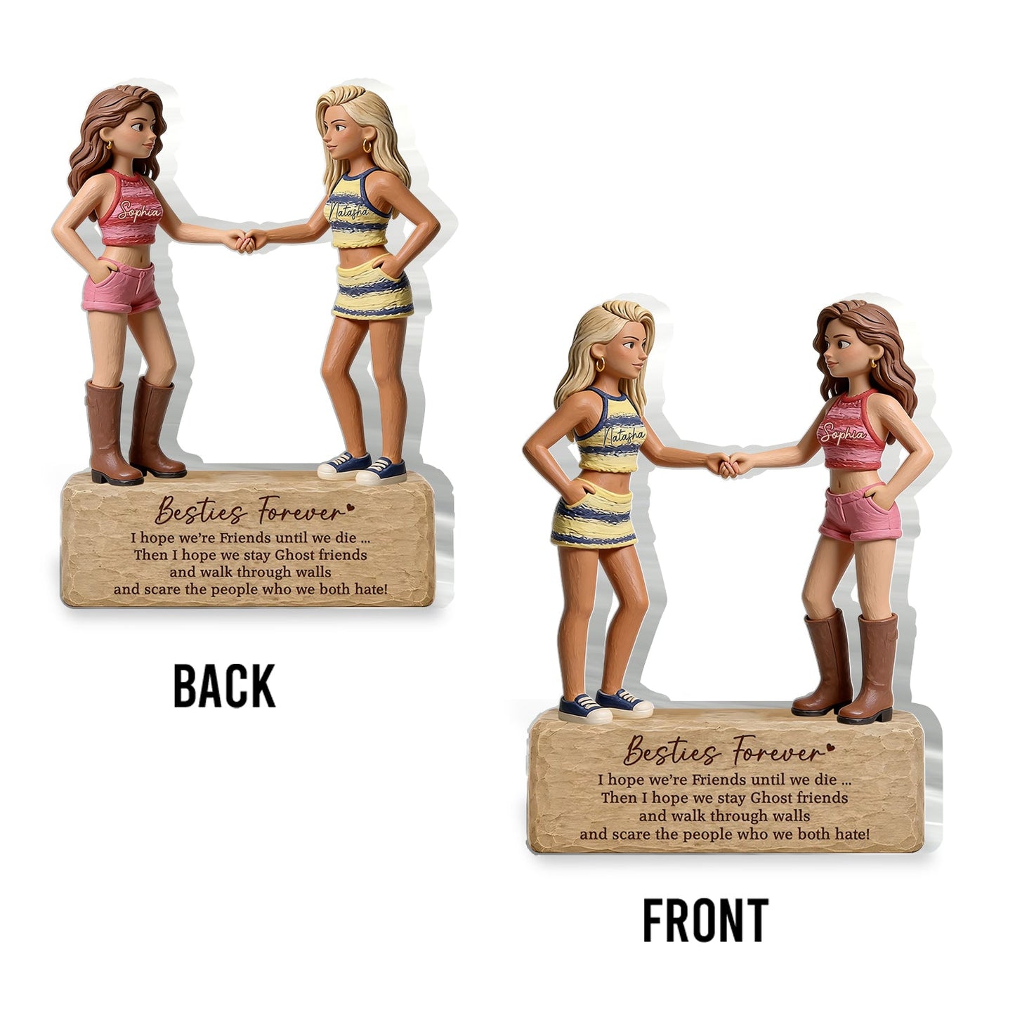 Besties Forever - Personalized Bestie 2-Side Printed Acrylic Plaque