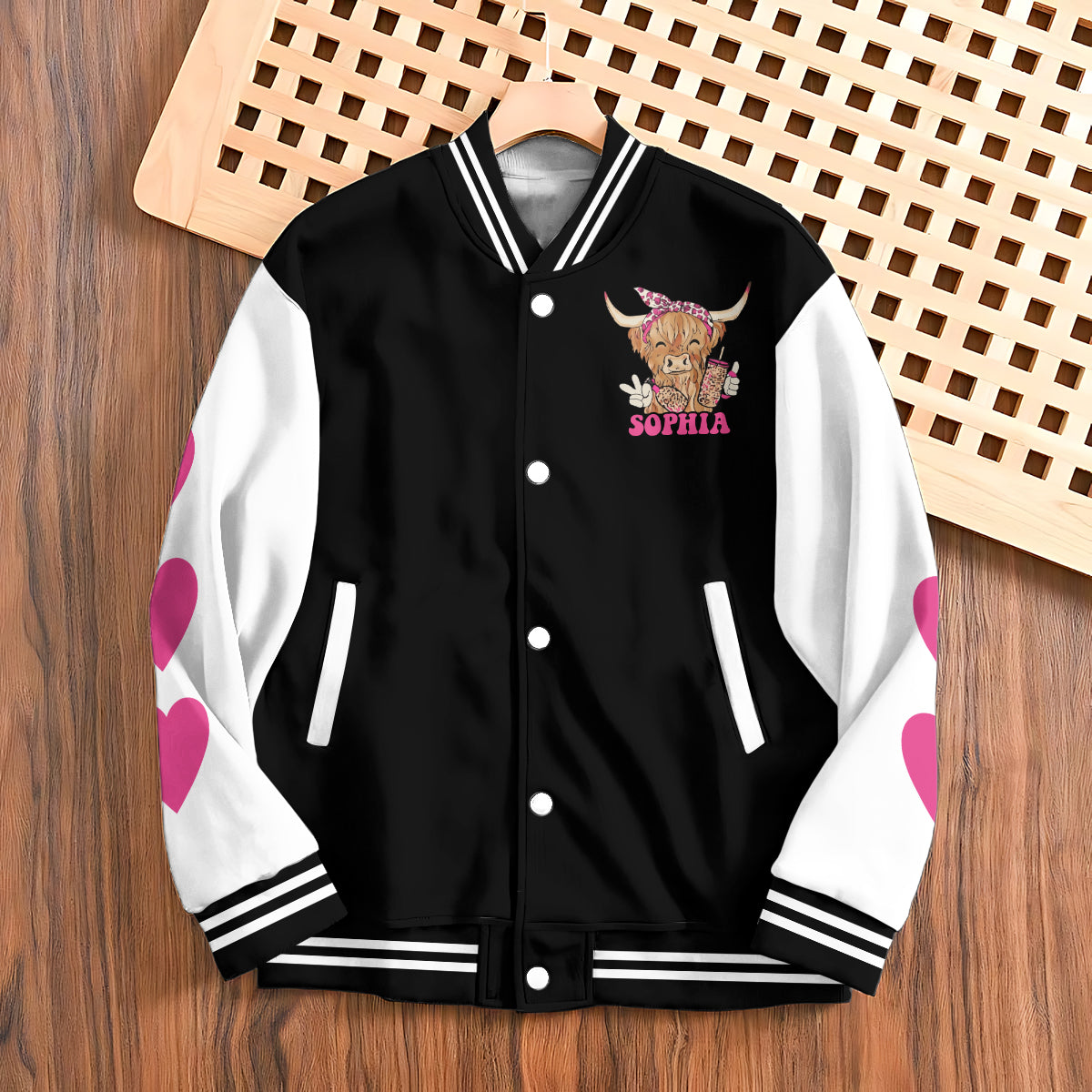 Love Highland Cow - Personalized Highland Cow Varsity Jacket