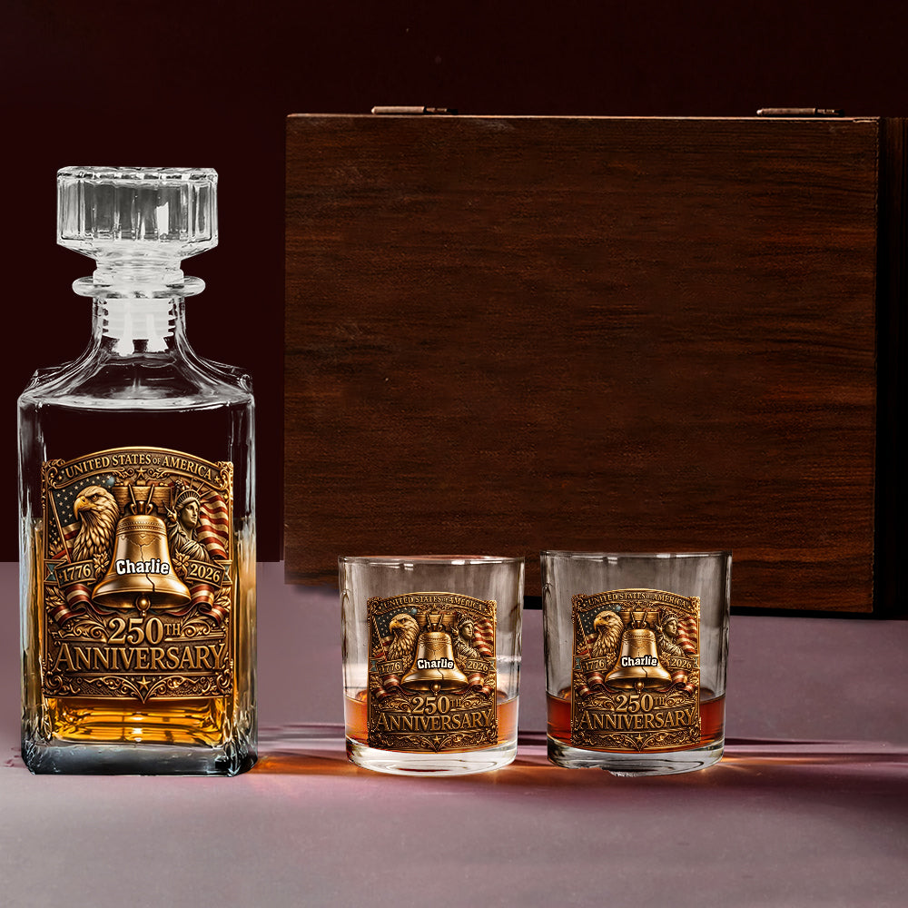 USA 250th Anniversary - Personalized Whisky Whiskey Decanter Set
