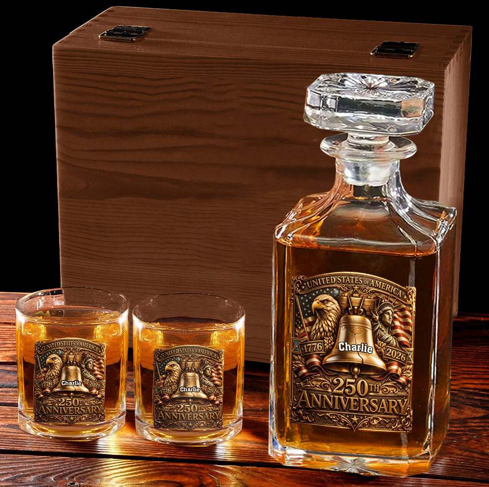 USA 250th Anniversary - Personalized Whisky Whiskey Decanter Set