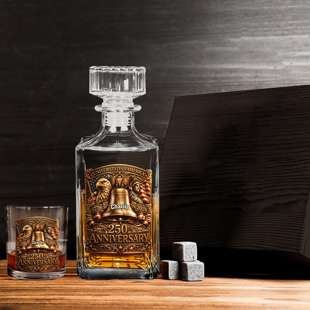 USA 250th Anniversary - Personalized Whisky Whiskey Decanter Set