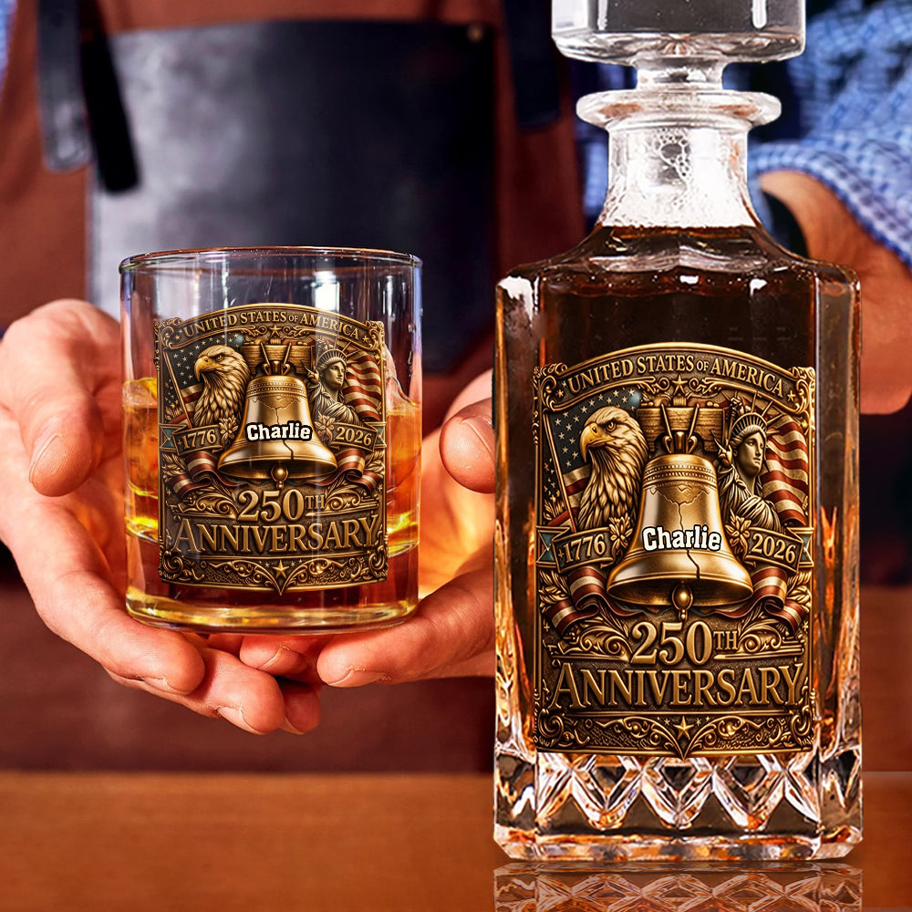 USA 250th Anniversary - Personalized Whisky Whiskey Decanter Set