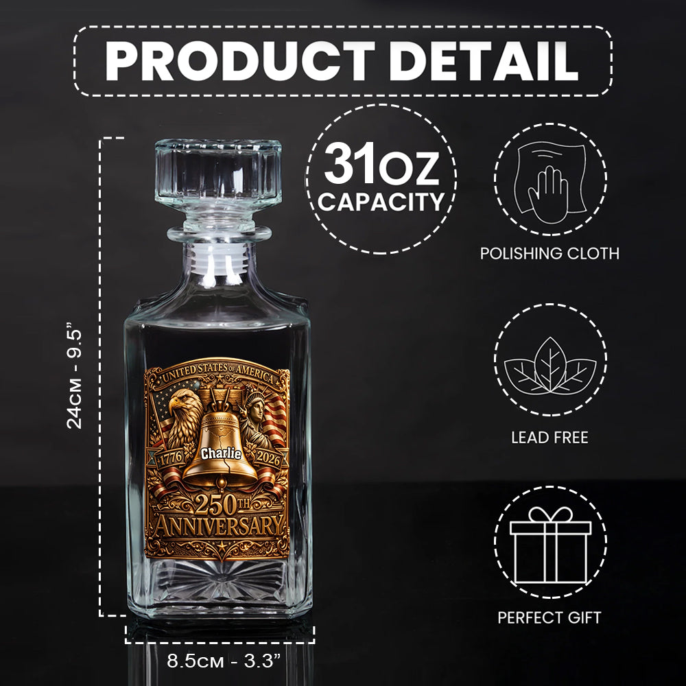 USA 250th Anniversary - Personalized Whisky Whiskey Decanter Set