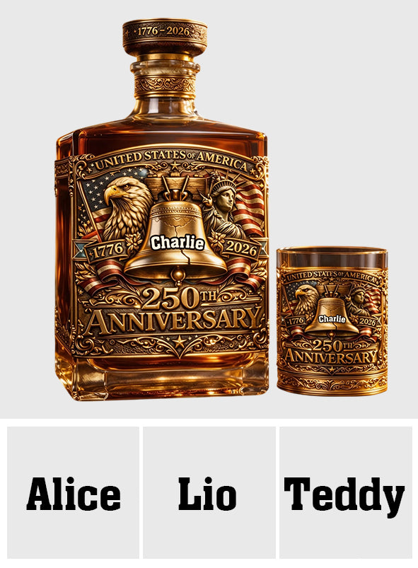 USA 250th Anniversary - Personalized Whisky Whiskey Decanter Set