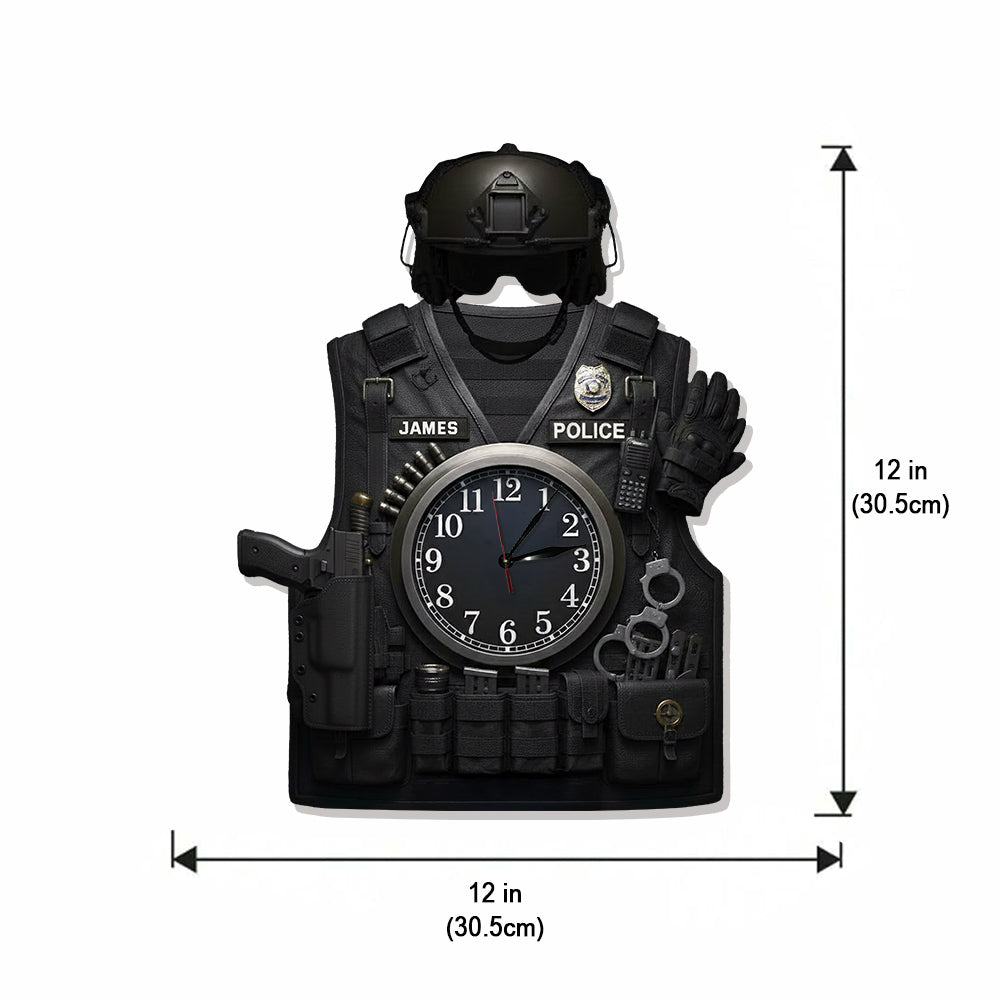 Serve And Protect - Personalized Police Officer LED Light Wall Clock