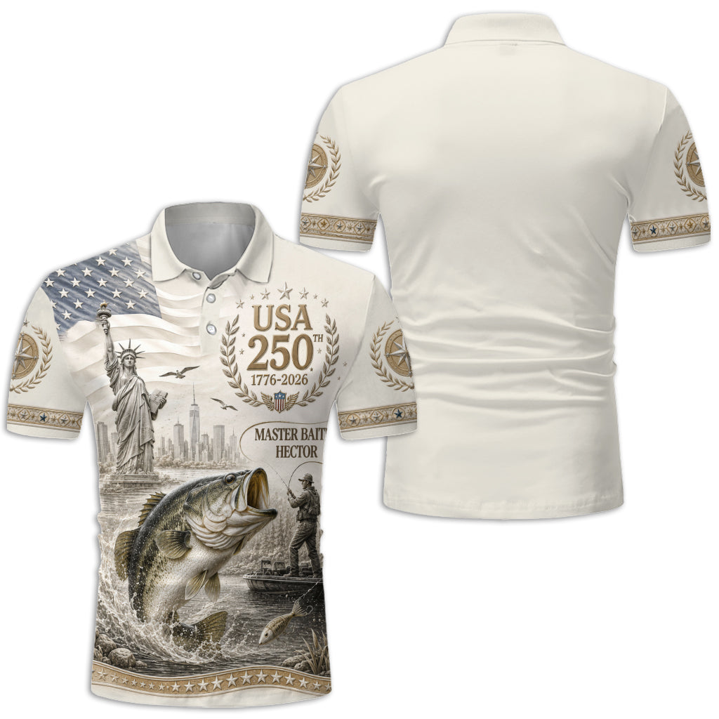 USA 250th Bass - Personalized Fishing Polo Shirt