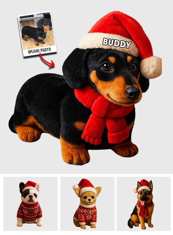 Pet Christmas - Personalized French Bulldog Dog Faux Fur Shaped Pillow