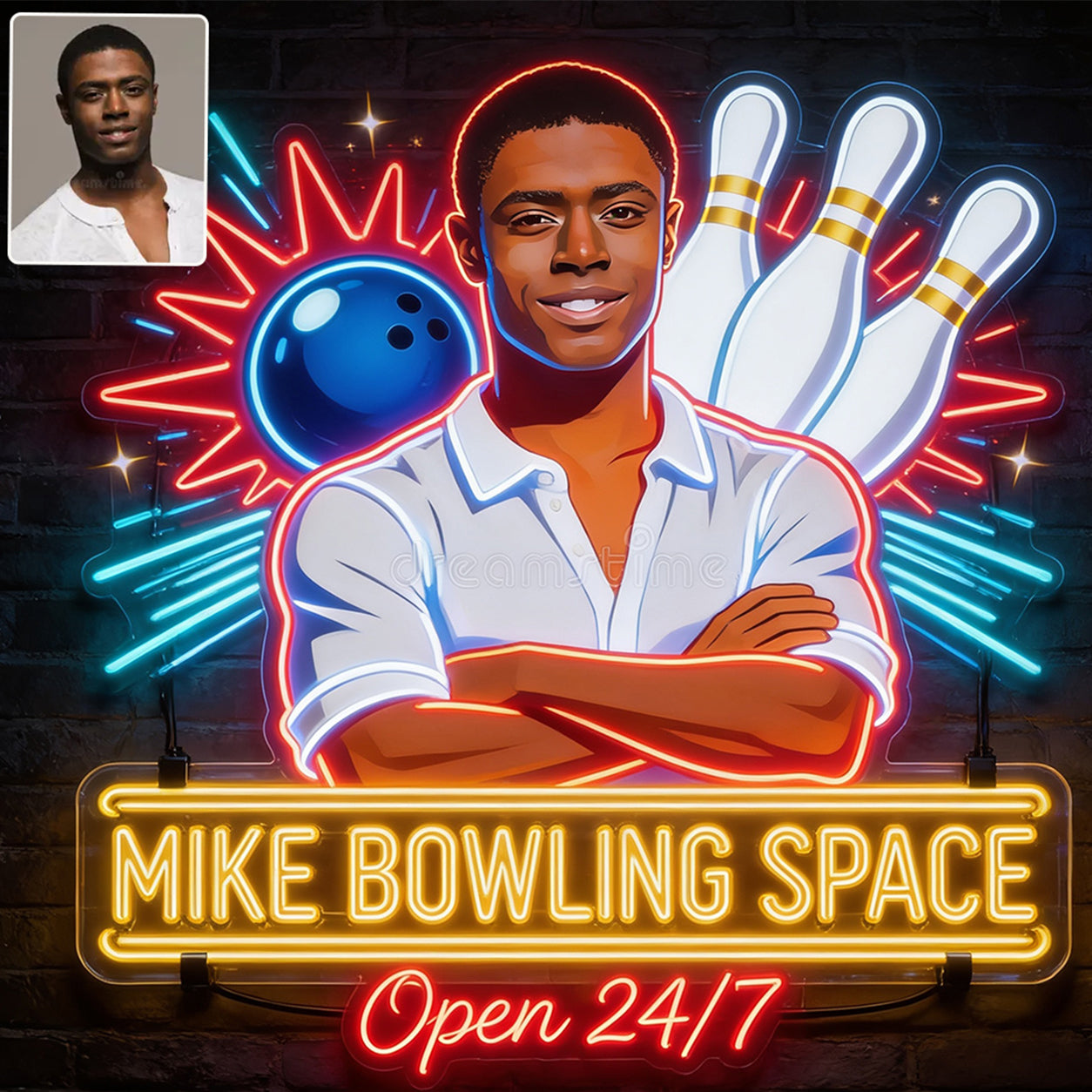 Custom From Any Photo - Personalized Bowling Neon LED Light Sign