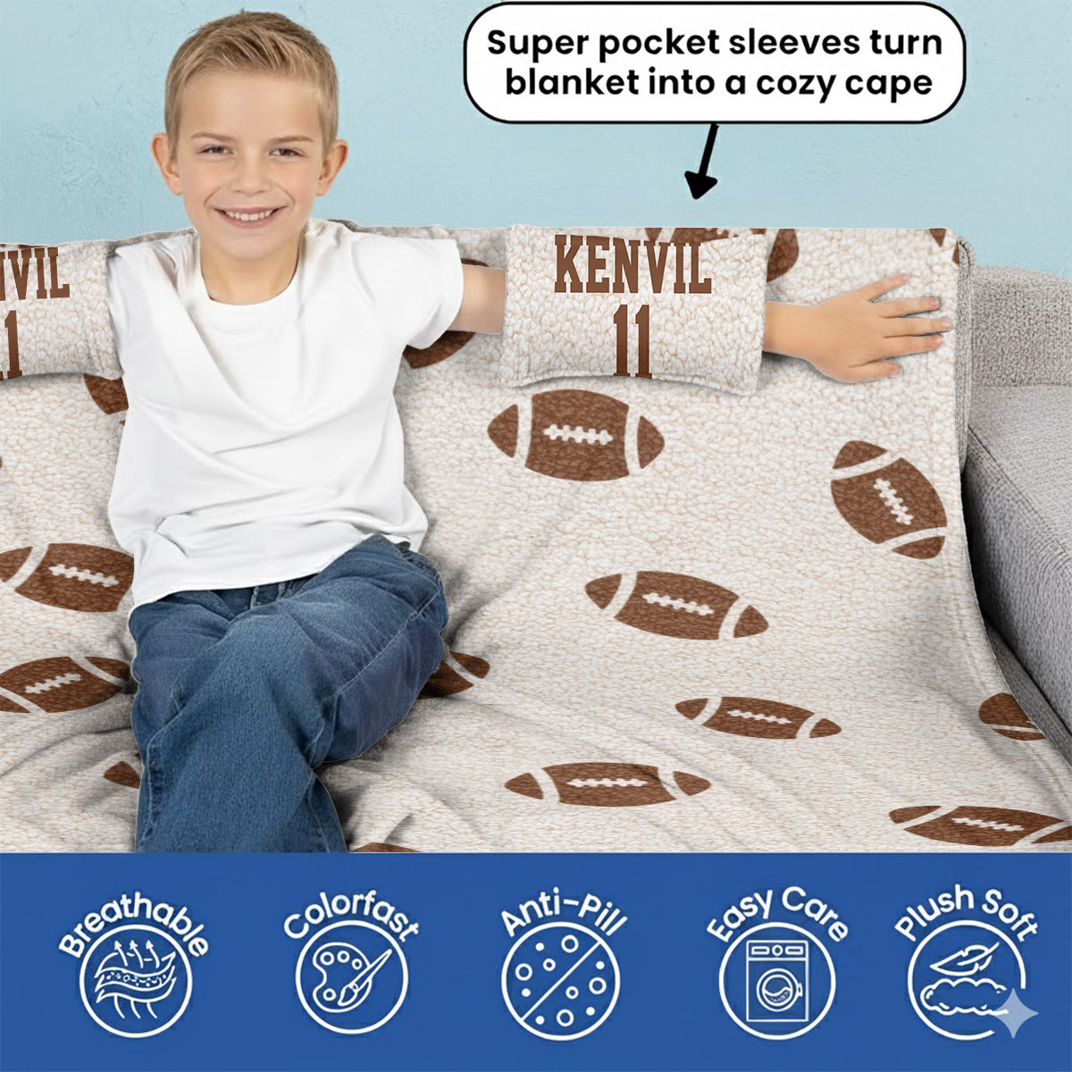 This Is My Football Watching Blanket - Personalized Football Wearable Blanket