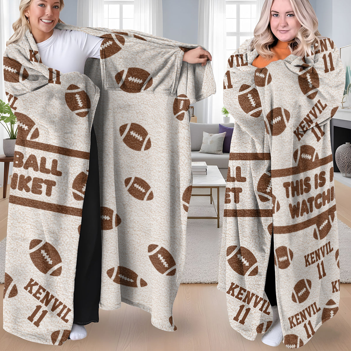 This Is My Football Watching Blanket - Personalized Football Wearable Blanket