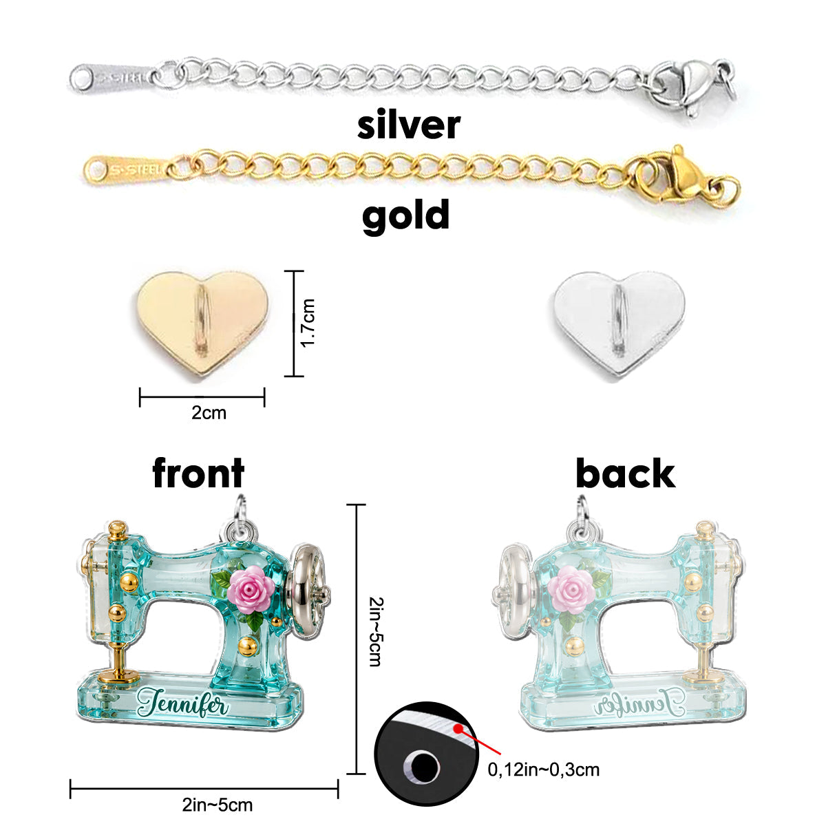 Love Sewing - Personalized Sewing Dangling Charms