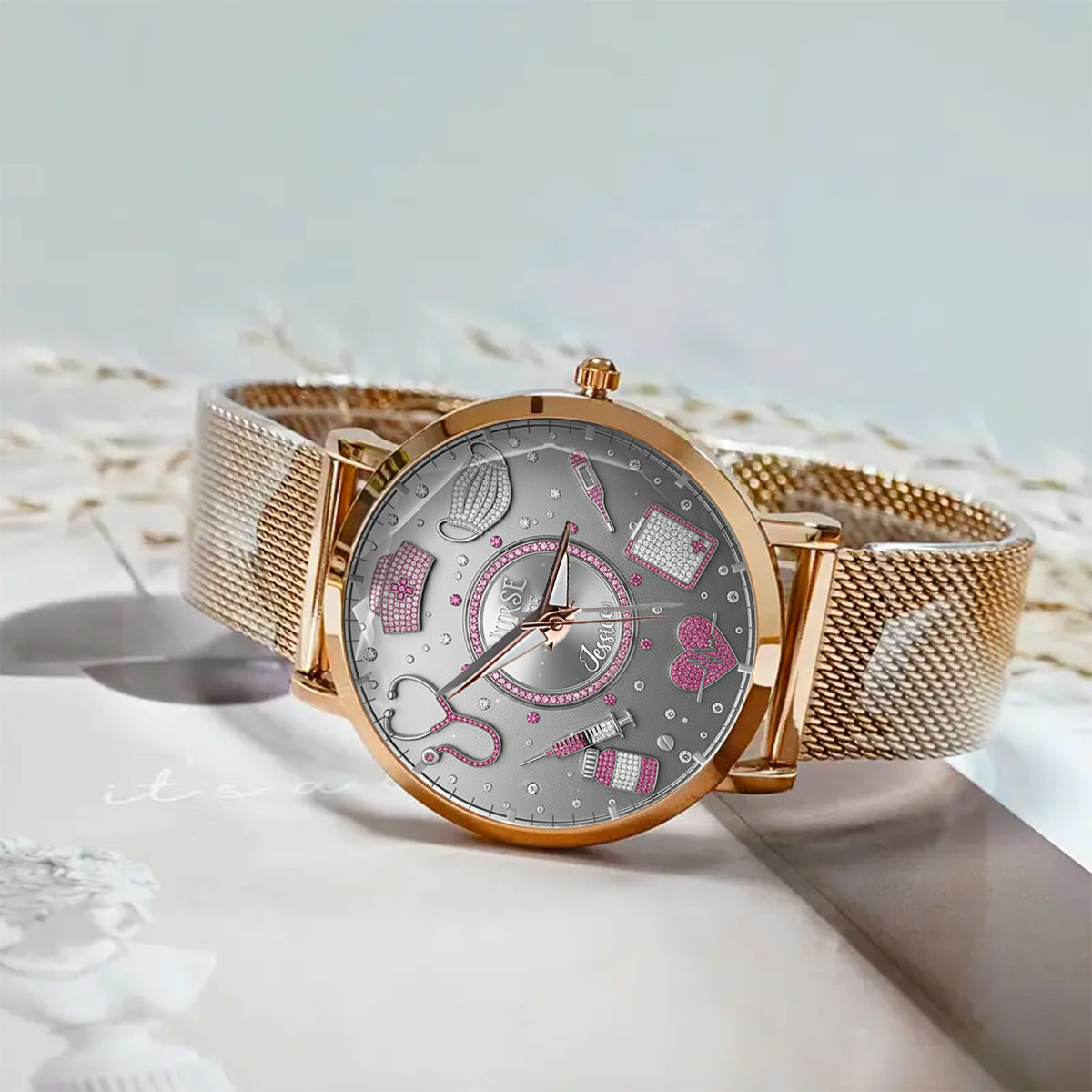 Love Nurse Life - Personalized Nurse Women Hand Watch With Strap Charms