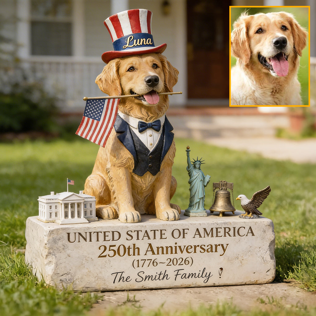 Pet Celebrate USA 250th Birthday - Personalized Dog Acrylic Garden Sign/ Acrylic Plaque Sign