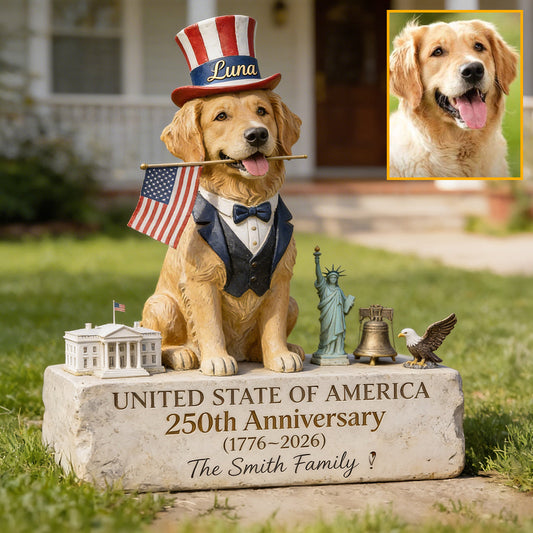 Pet Celebrate USA 250th Birthday - Personalized Dog Acrylic Garden Sign/ Acrylic Plaque Sign