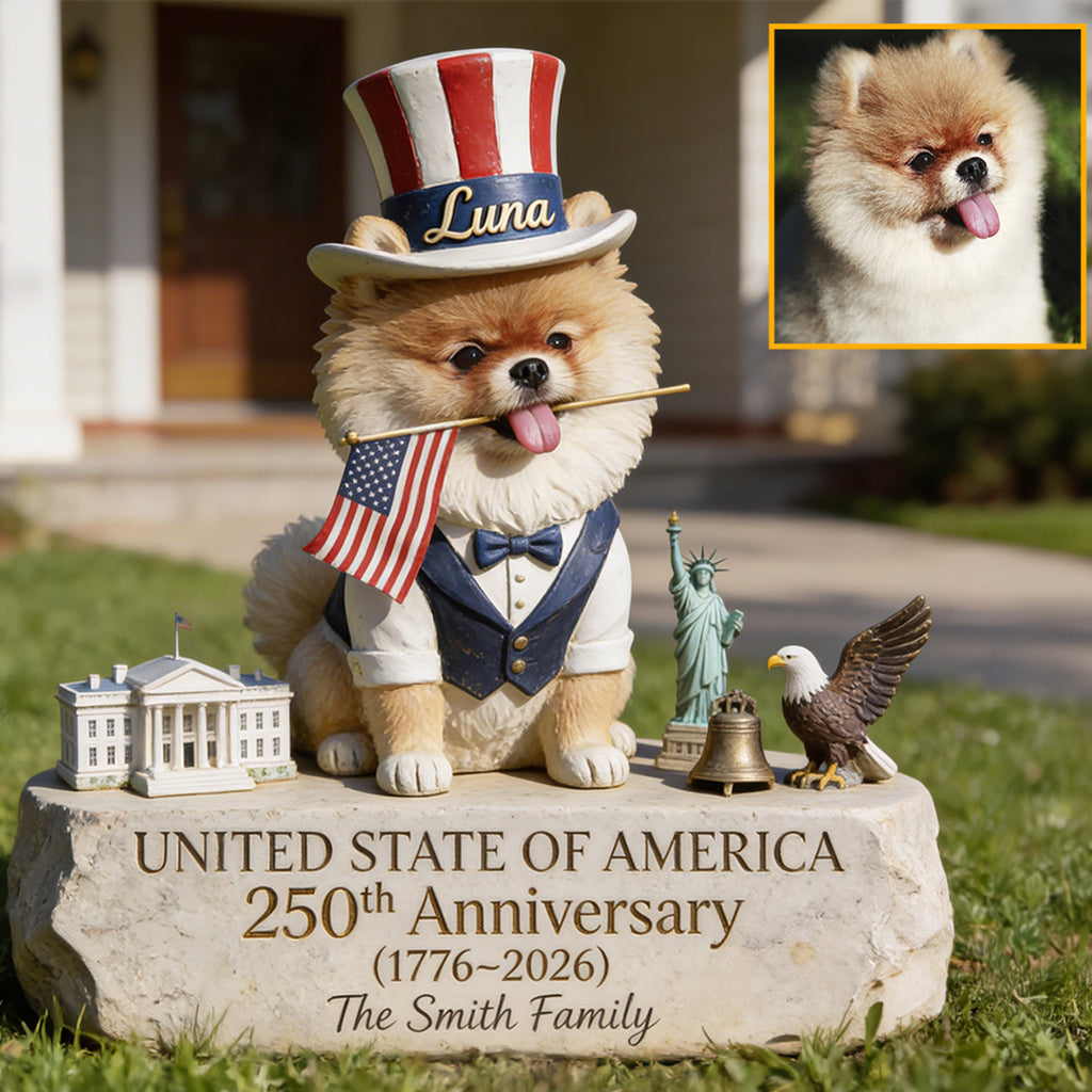 Pet Celebrate USA 250th Birthday - Personalized Dog Acrylic Garden Sign/ Acrylic Plaque Sign