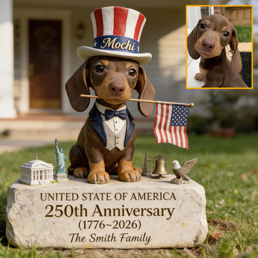 Pet Celebrate USA 250th Birthday - Personalized Dog Acrylic Garden Sign/ Acrylic Plaque Sign