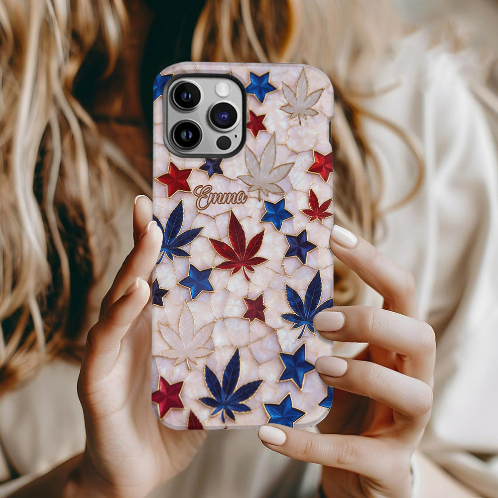 Red White Blue Magic Leaf - Personalized Weed Full Print Phone Case