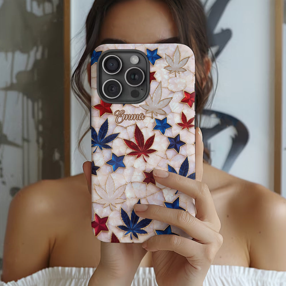 Red White Blue Magic Leaf - Personalized Weed Full Print Phone Case